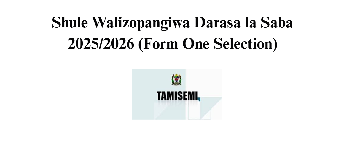 Shule Walizopangiwa Darasa la Saba