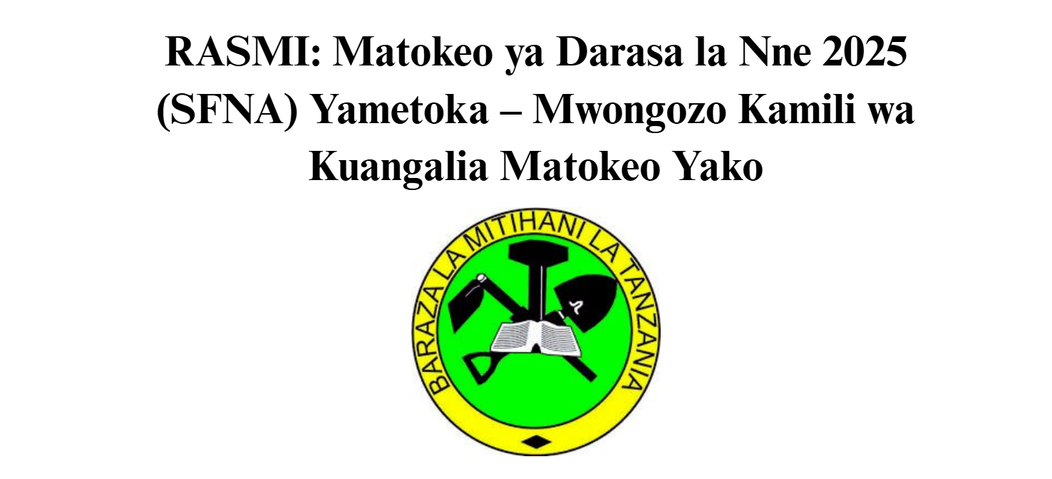 Matokeo ya Darasa la Nne 2025 (SFNA) Yametoka
