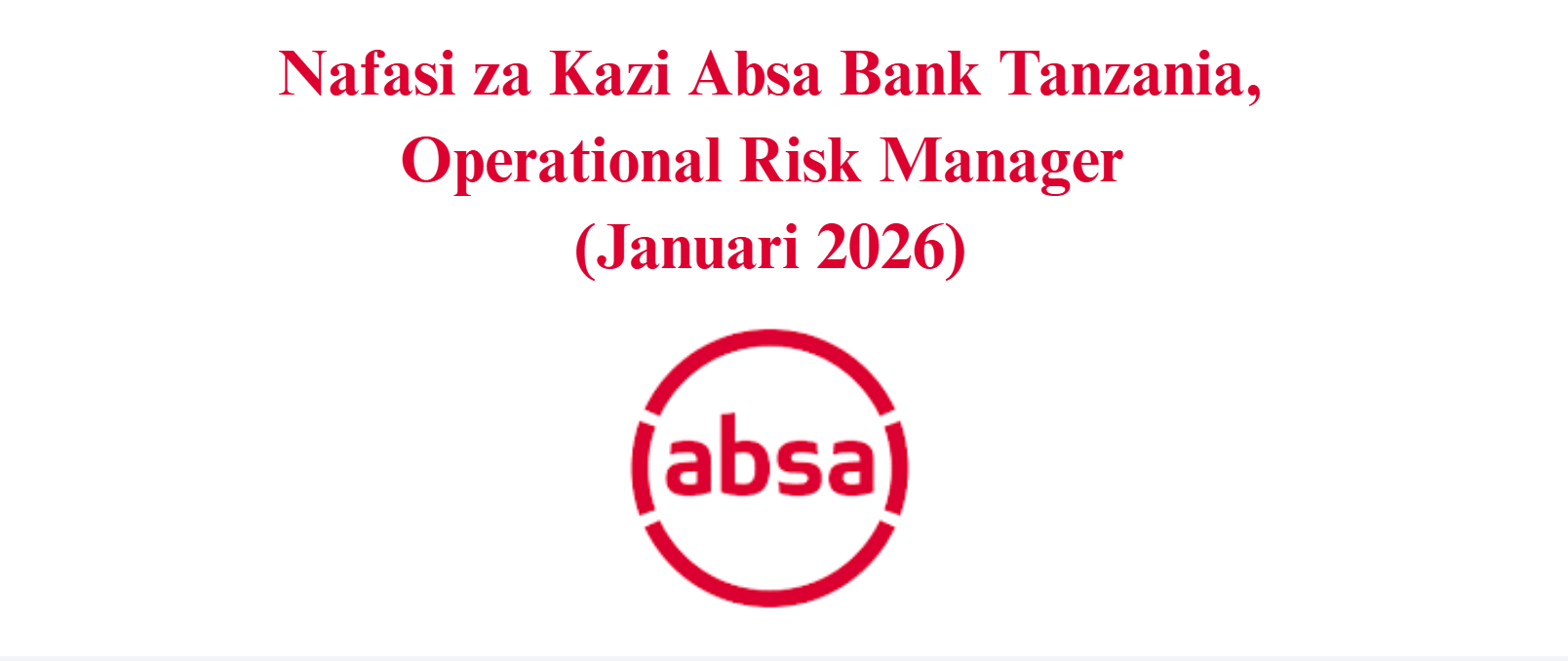 Nafasi za Kazi Absa Bank Tanzania
