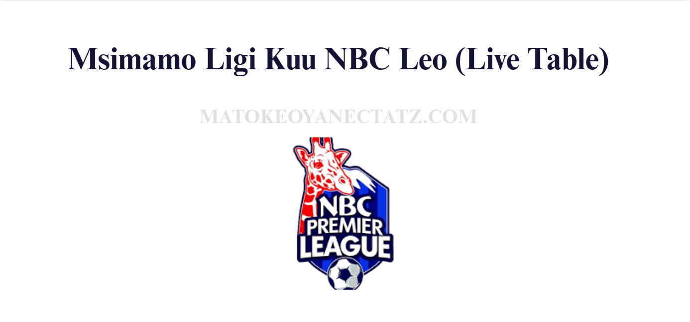 Msimamo Ligi Kuu NBC