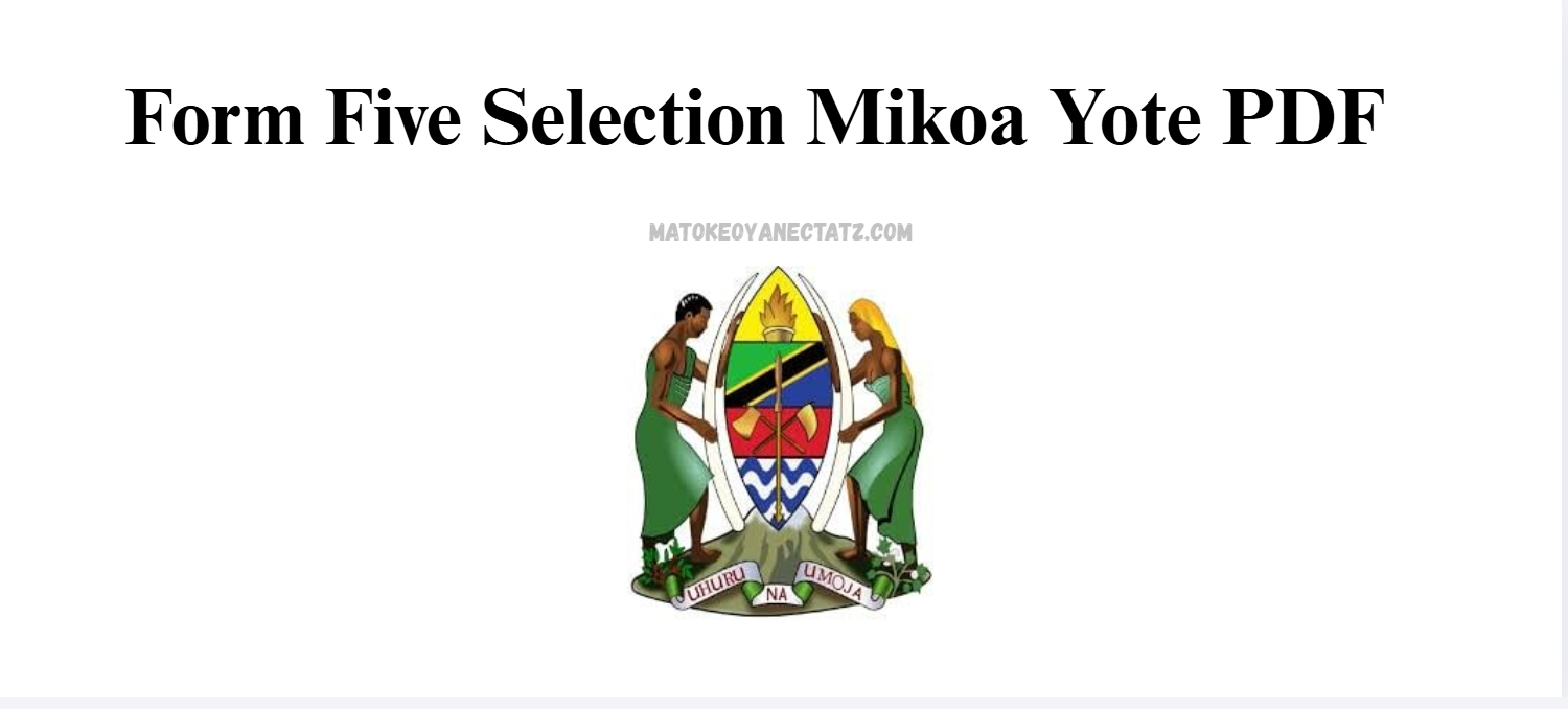 Form Five Selection Mikoa Yote PDF